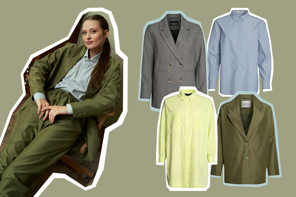 montange tendance automne hiver 2022 avec hauts oversize costume